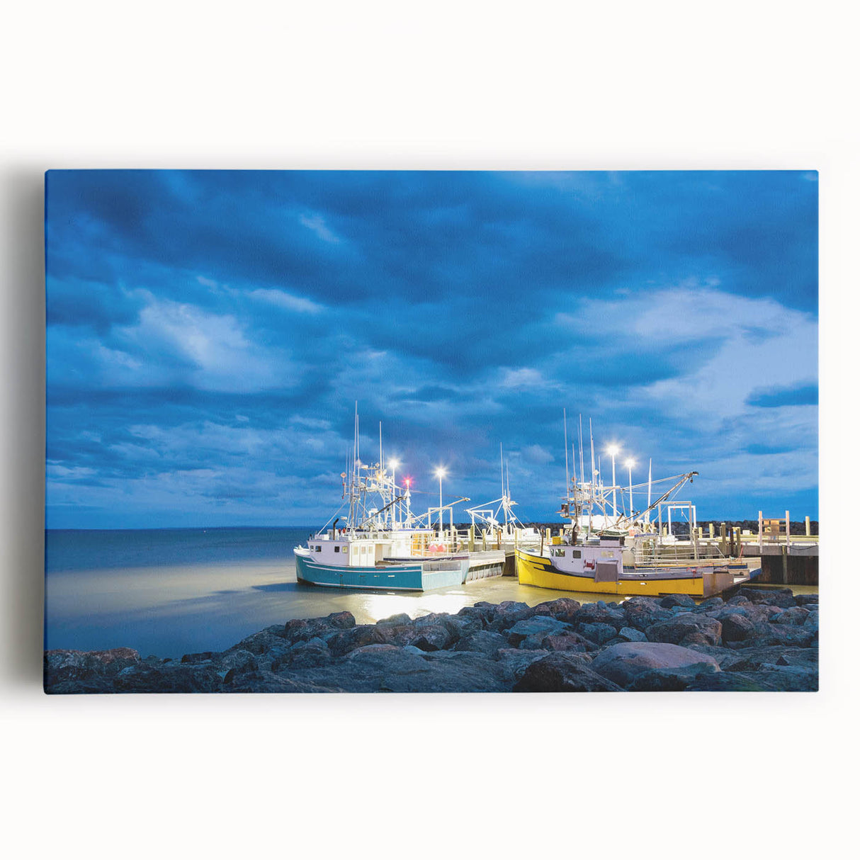 Black and white stretched canvas of New Brunswick scenery, ideal for kitchen wall art.