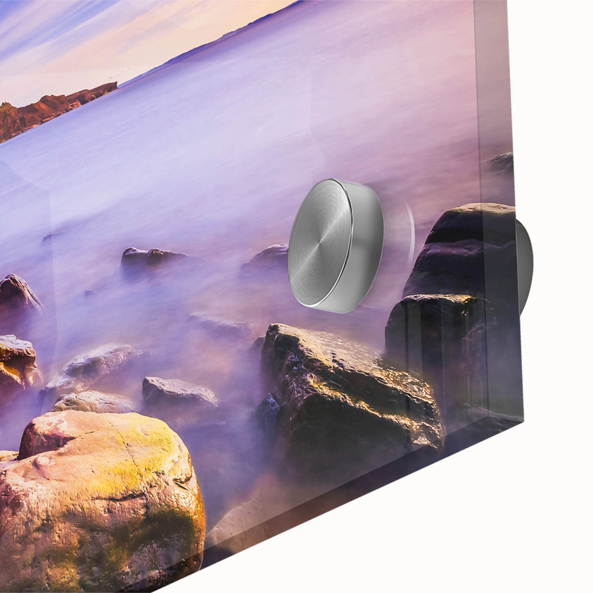 Textured art of Newfoundland scenery on acrylic glass, featuring abstract art prints in muted earth tones.