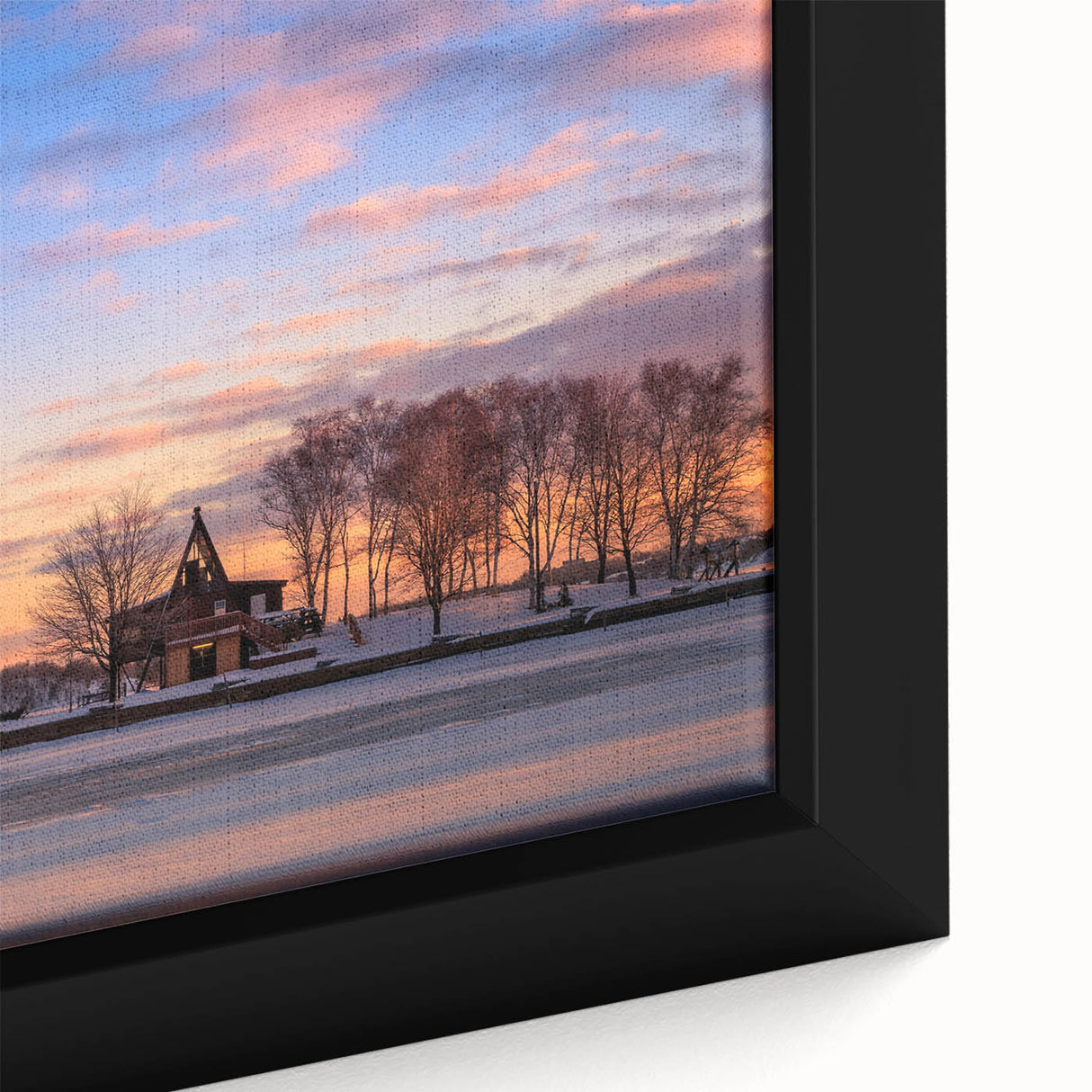 Textured black wall art depicting Ontario's scenery on a framed canvas, highlighted with colorful art accents.