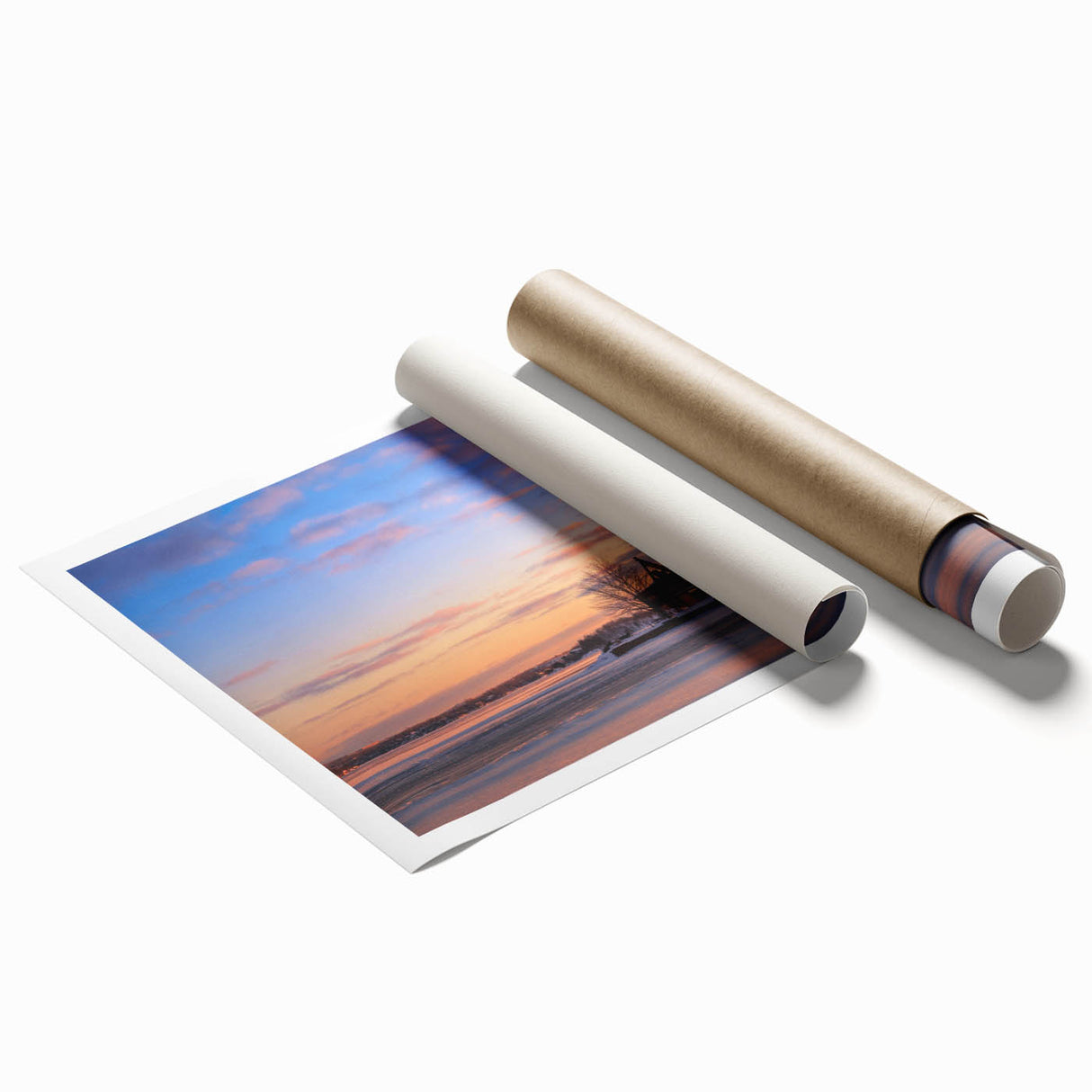 Extra large rolled print of Ontario scenery featuring muted floral art, ideal for classy bathroom wall art.