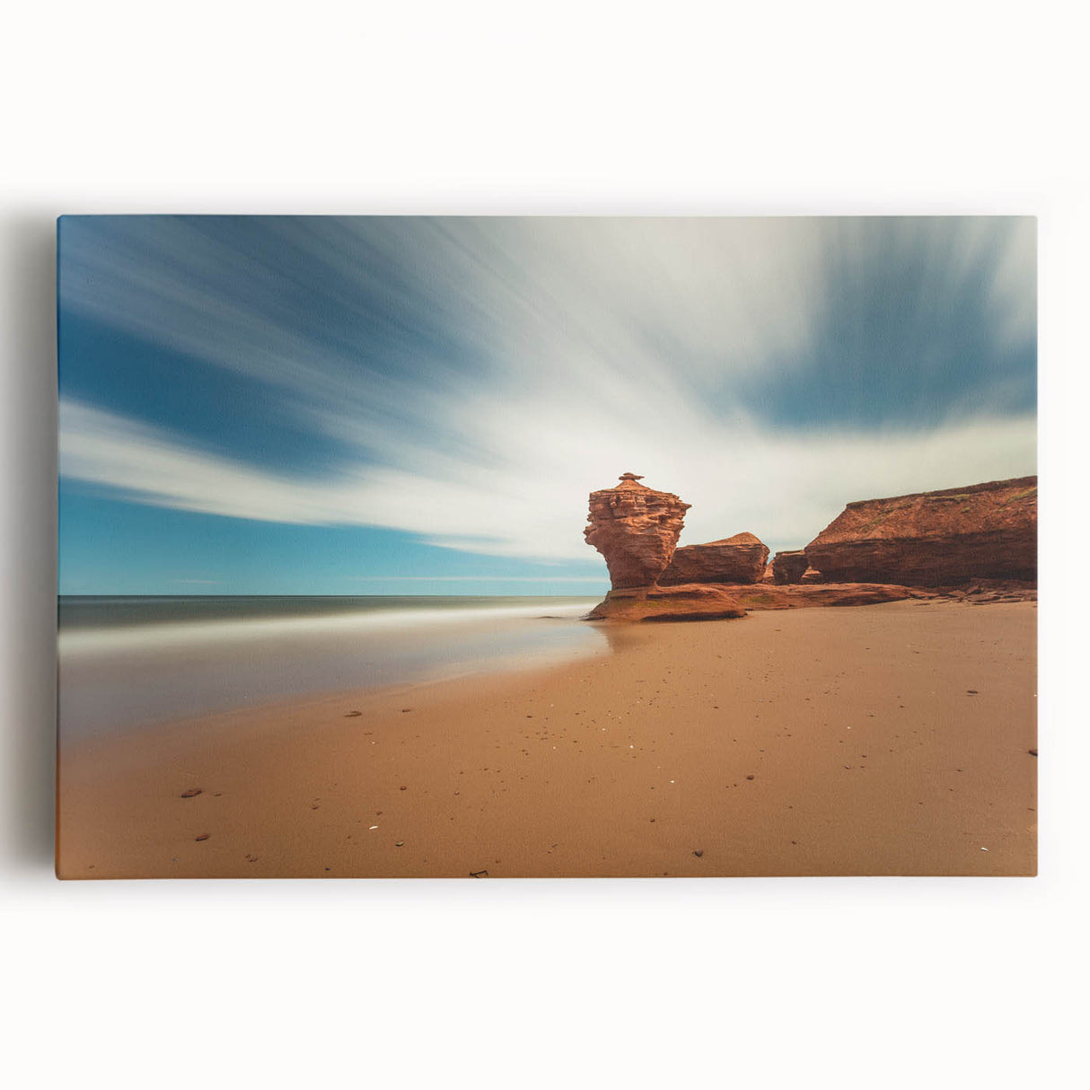 Black and white landscape of Prince Edward Island on large stretched canvas, suitable for kitchen art.