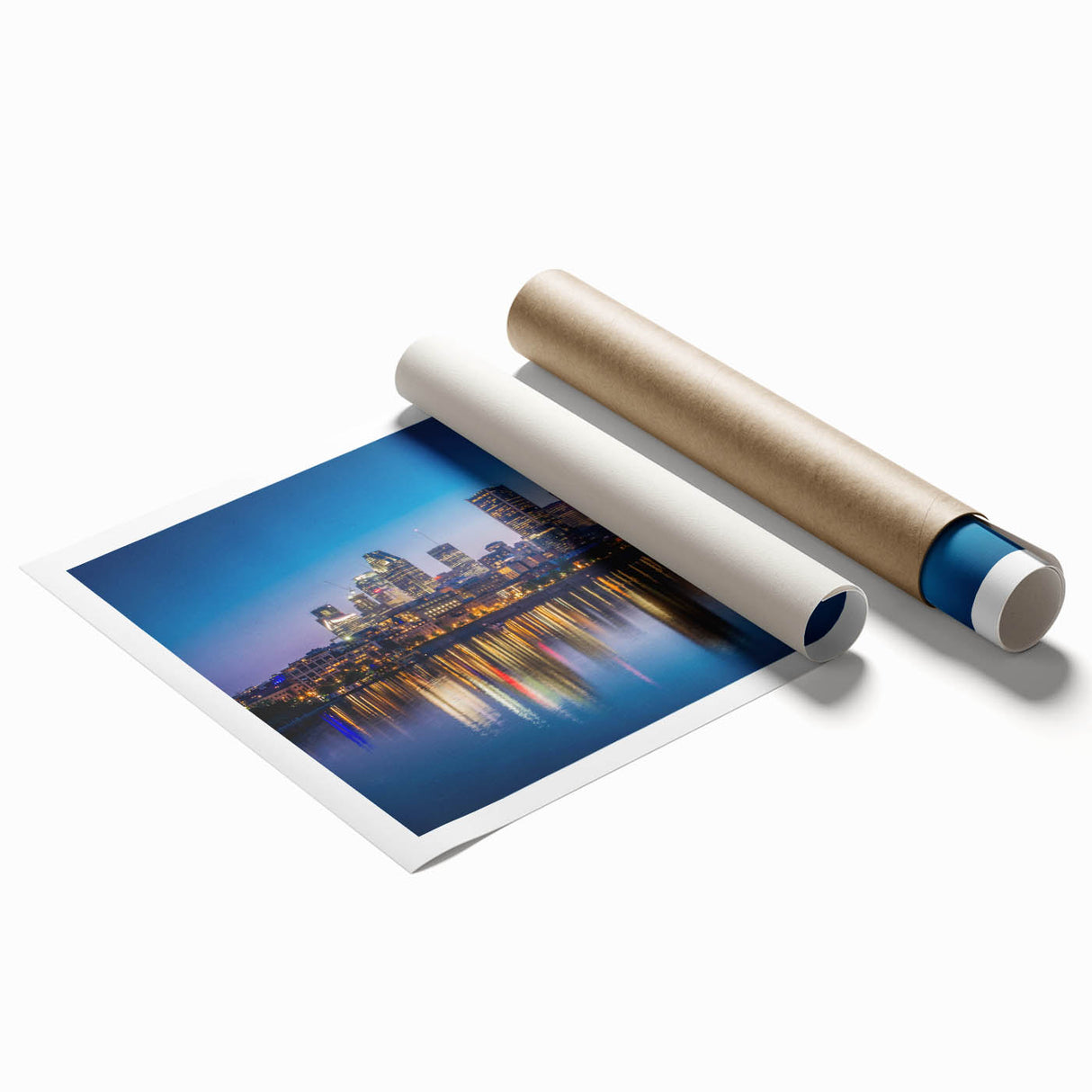 Extra large rolled print of Quebec scenery with vibrant floral elements.