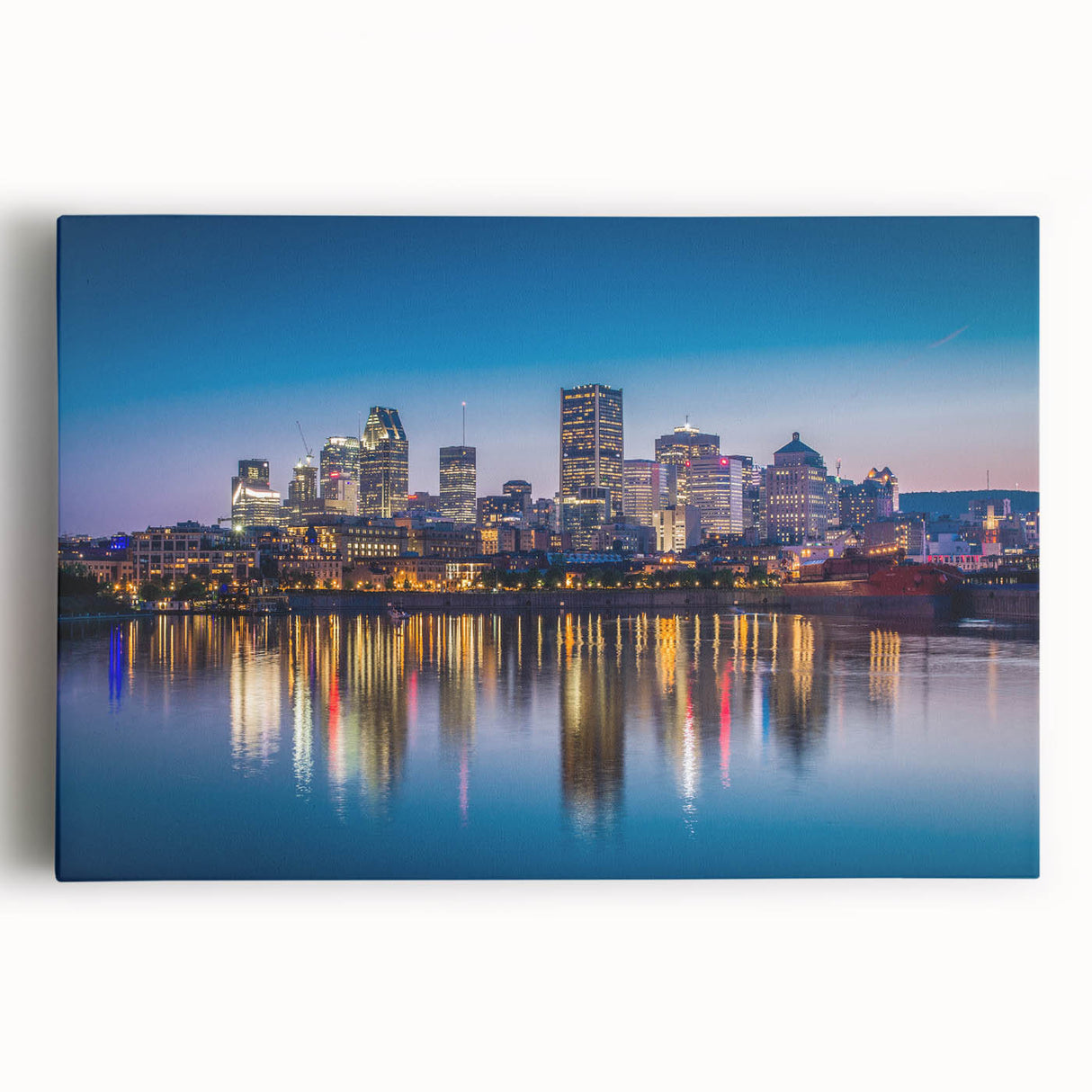 Black and white stretched canvas of Quebec scenery, ideal for kitchen wall art.