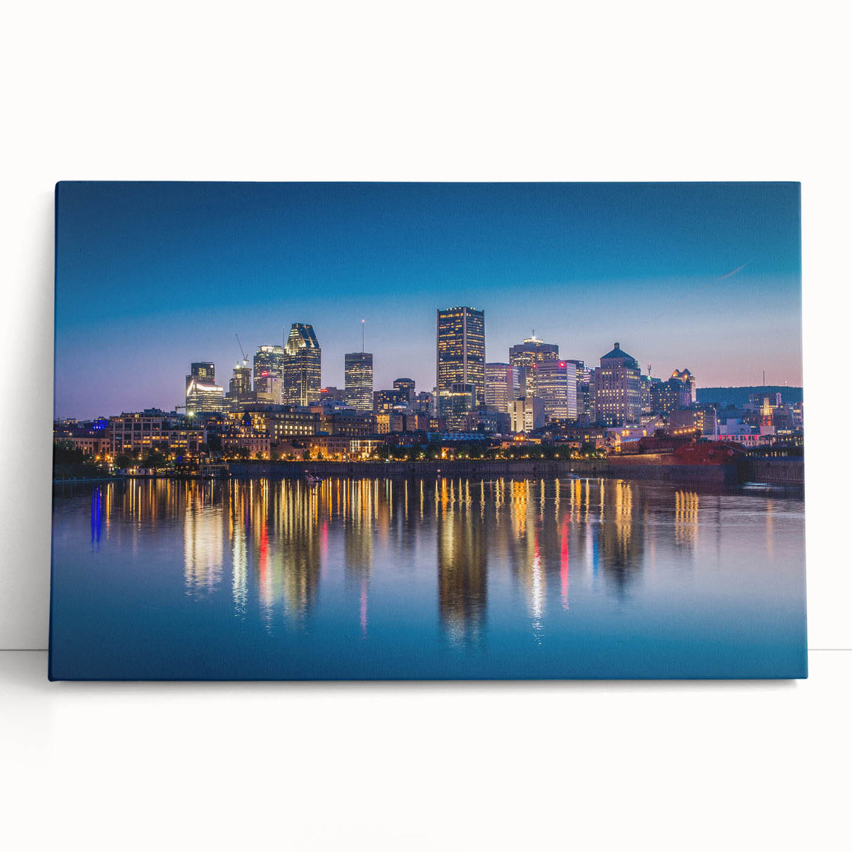 Black and white stretched canvas depicting a serene Quebec scenery, ideal for kitchen wall art or bedroom ambiance.