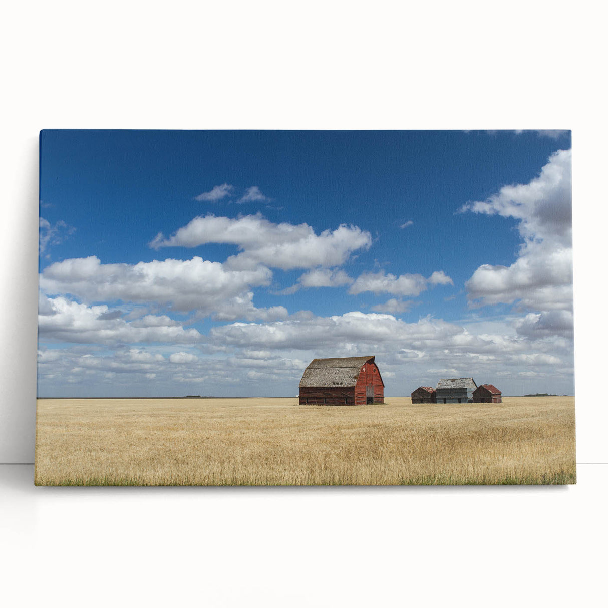 Black and white stretched canvas featuring a serene Saskatchewan landscape, ideal for kitchen wall art.