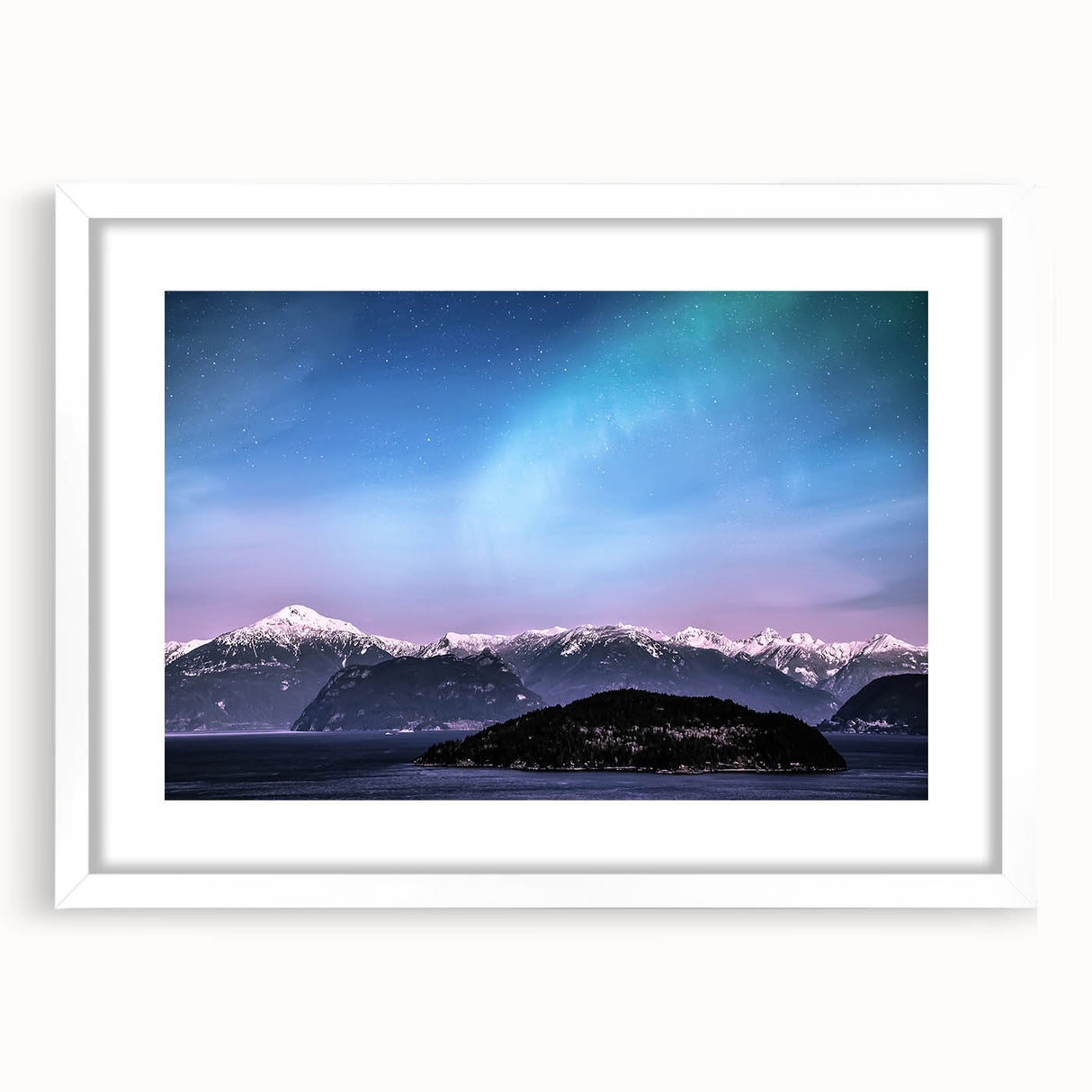 Abstract art print of Yukon scenery in muted earth tones on a framed canvas, suitable for dining room or bedroom decor.