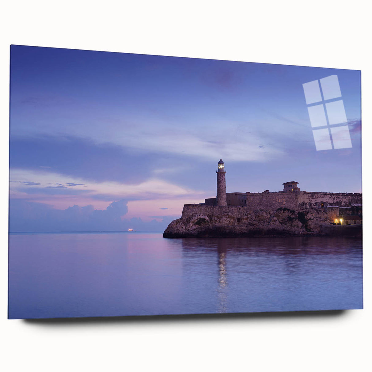 Large abstract acrylic print of Caribbean seascape in vibrant blue and green tones, ideal for bedroom or dining room art.