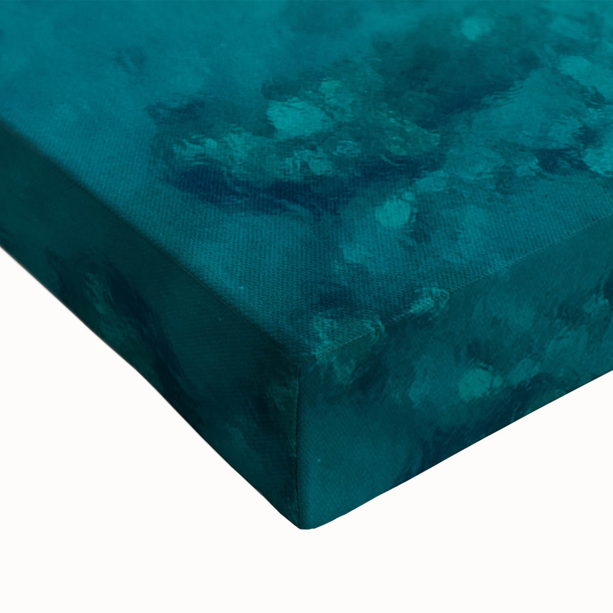 Large art depicting a black and white landscape of Martinique on stretched canvas, suitable for bedroom wall placement.