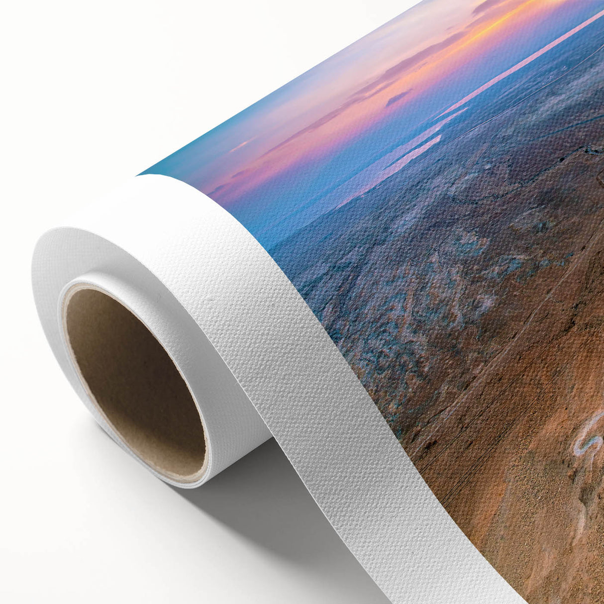 Art deco poster depicting Middle East scenery on rolled canvas, with soft earth tones.