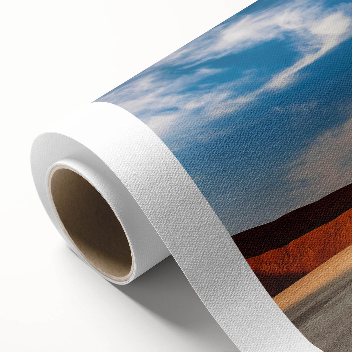 Art Deco style poster of an African landscape on rolled canvas, featuring earthy tones, ideal for nursery wall art.