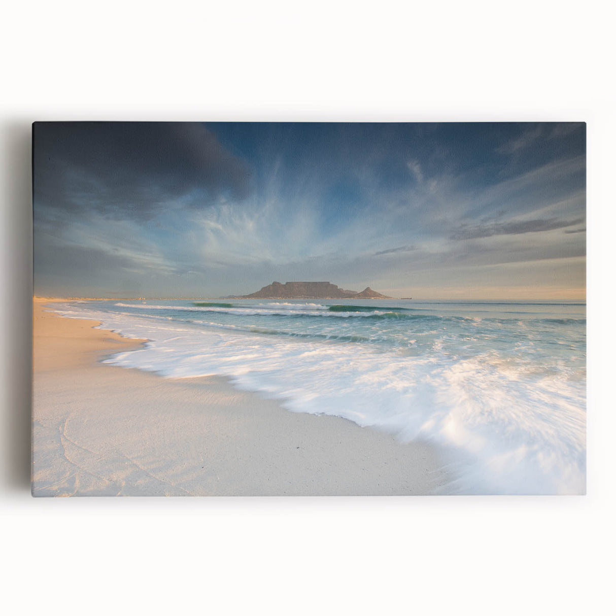 Monochrome African savannah scene on stretched canvas, ideal for kitchen wall art or bedroom ambiance.