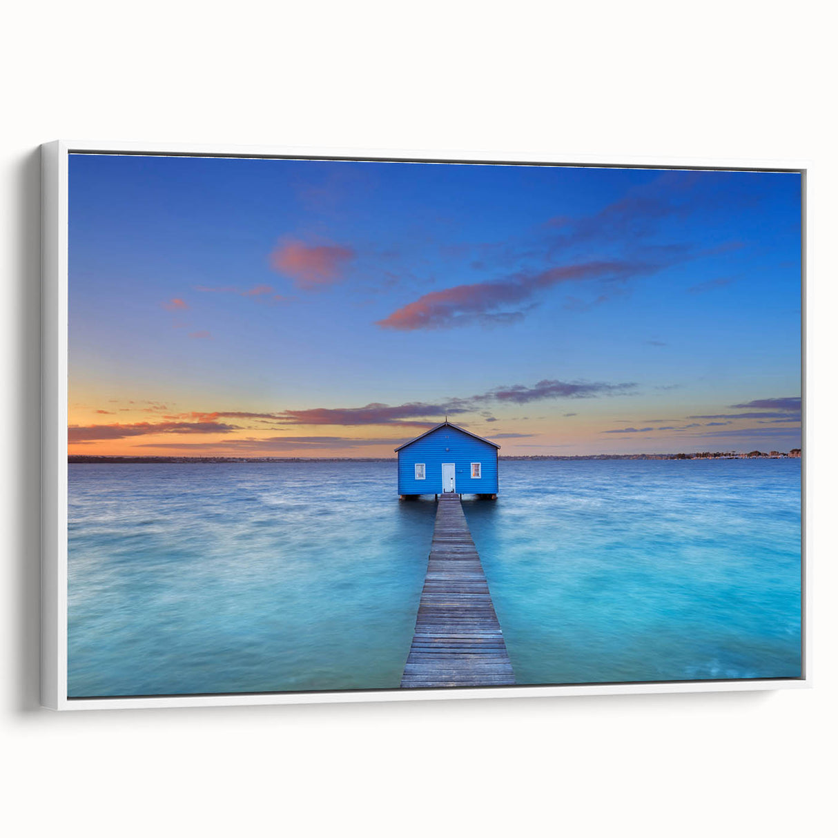 Framed canvas of a vintage-style Perth landscape in muted colors, ideal for bedroom wall decor.