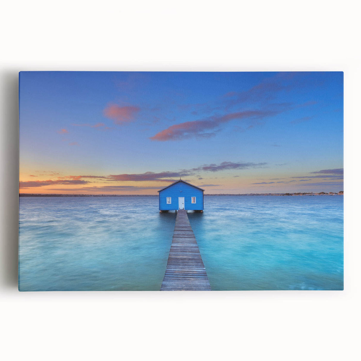 Black and white photograph of Perth skyline on large stretched canvas, suitable for kitchen wall art.