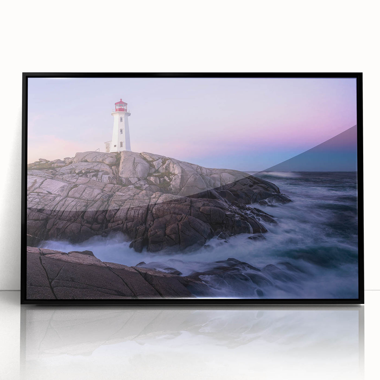 Large abstract wall art of Nova Scotia scenery in muted earth tones on framed acrylic, suitable for modern living room decor.