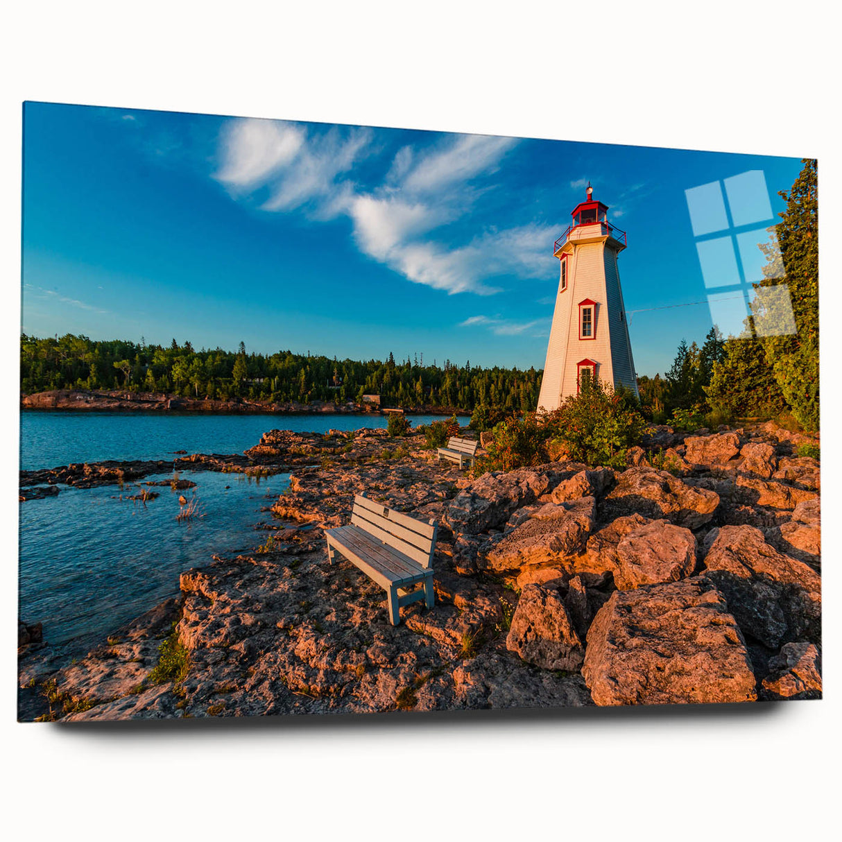 Large abstract wall art of Ontario, Canada scenery on acrylic glass, ideal for bedroom or dining room decor.