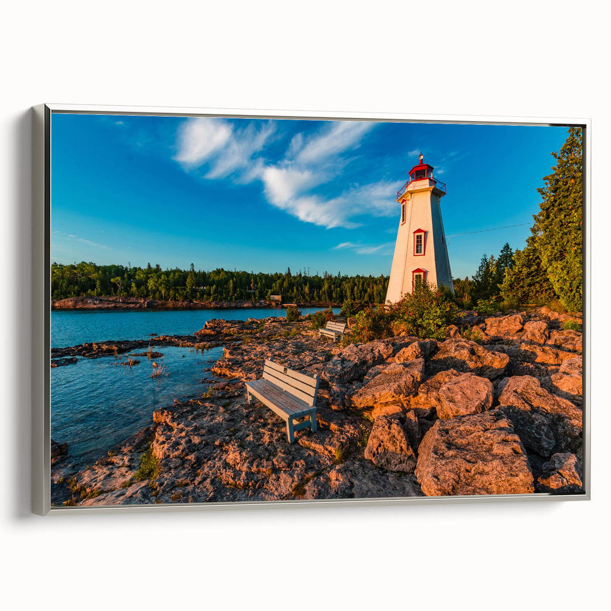 Landscape art painting of Ontario scenery on framed canvas.