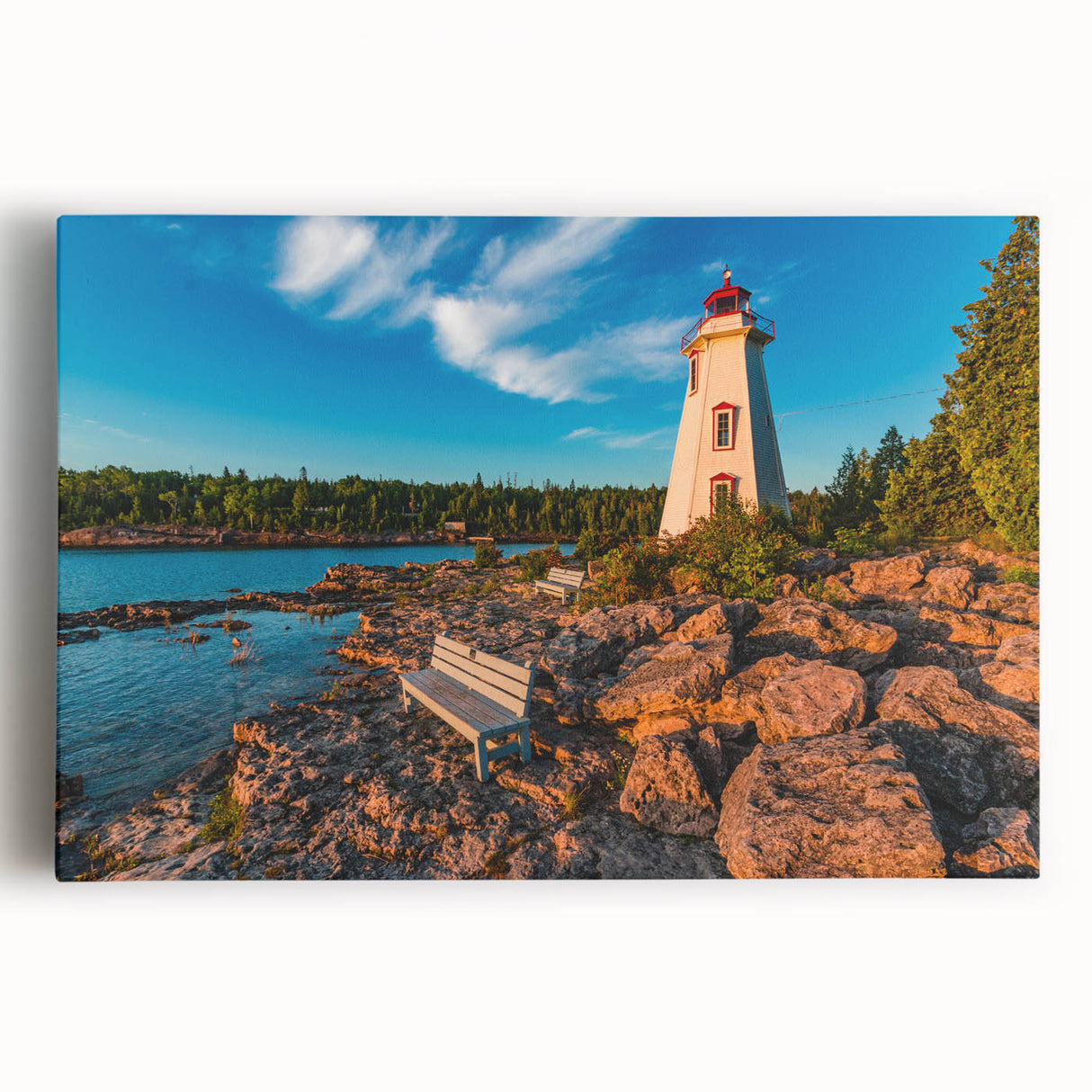 Black and white photograph of Ontario, Canada on large stretched canvas, ideal for kitchen wall art.