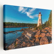 Large stretched canvas depicting the Ontario, Canada scenery in muted earth tones, ideal for kitchen wall art.