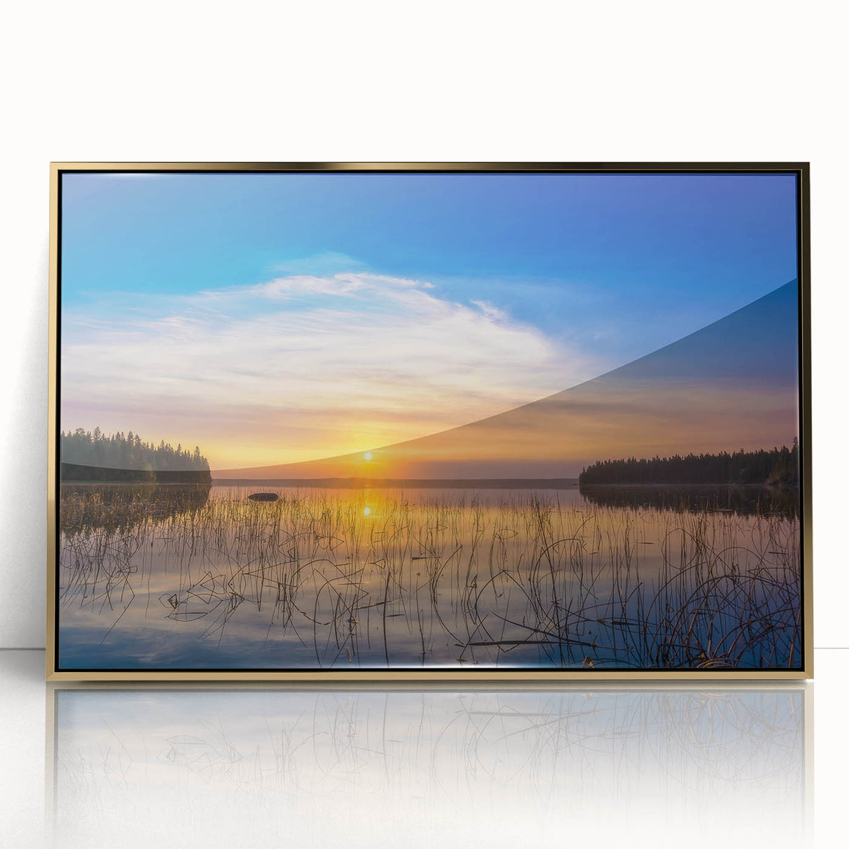 Large art print of a Saskatchewan scenery in muted earth tones on a framed acrylic, ideal for modern art wall decor.