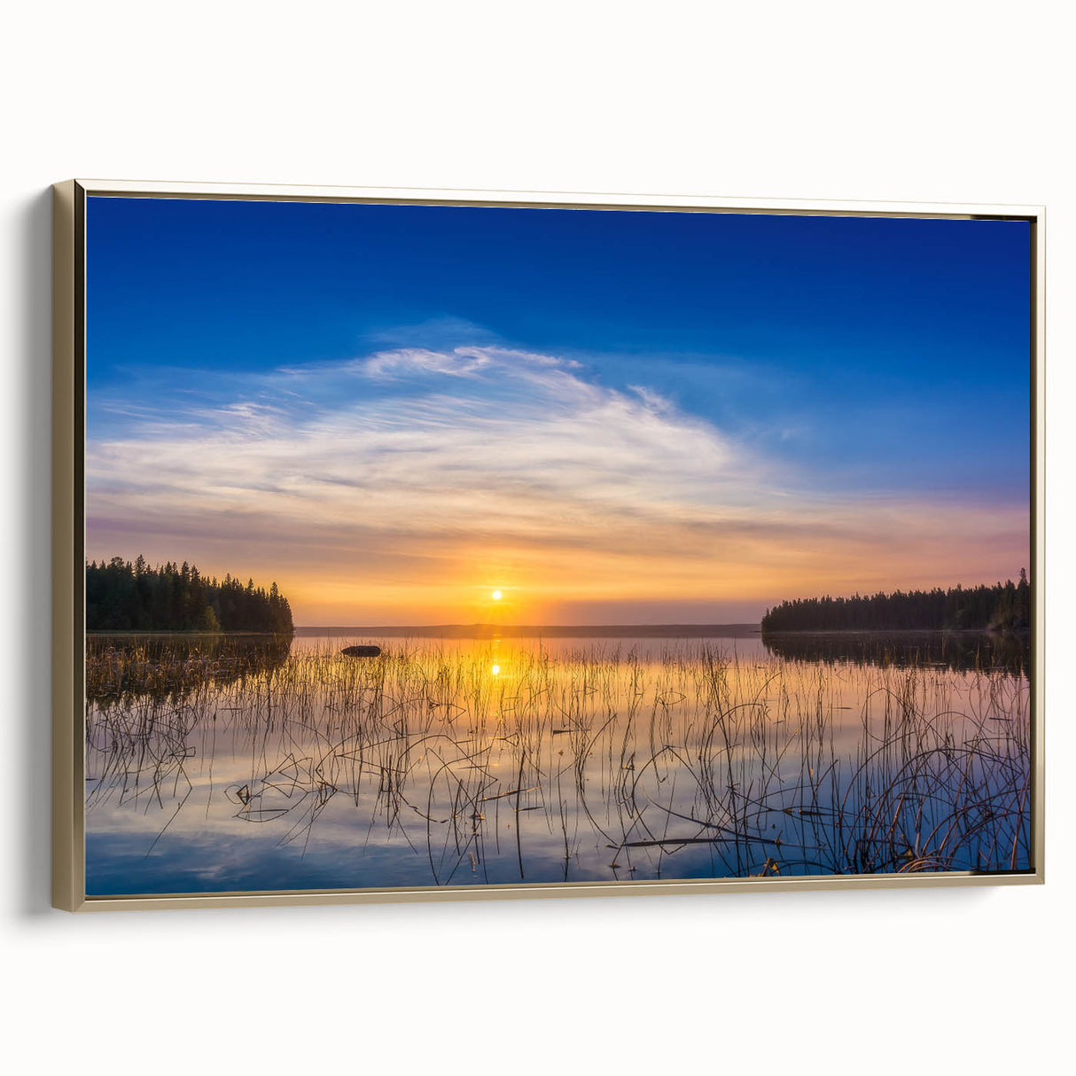 Framed canvas featuring a vintage-style landscape painting of Saskatchewan with muted earth tones.