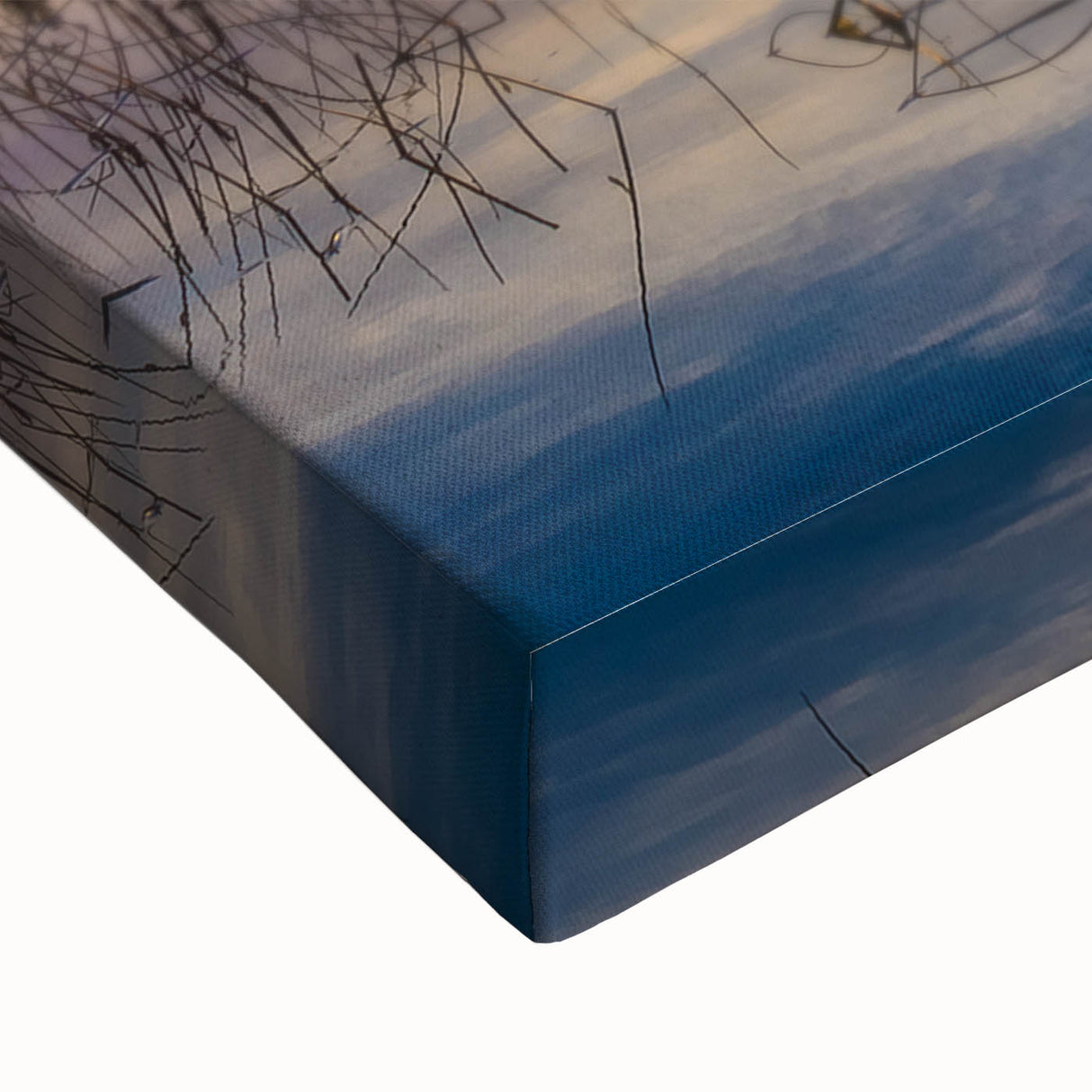 Large art depicting a black and white Saskatchewan landscape on stretched canvas, suitable for bedroom wall decor.