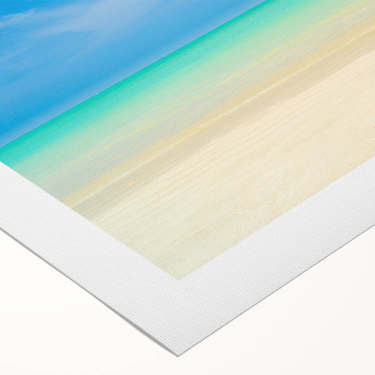 Art deco poster featuring a serene Caribbean beach scene on rolled canvas, suitable for dining room wall art.
