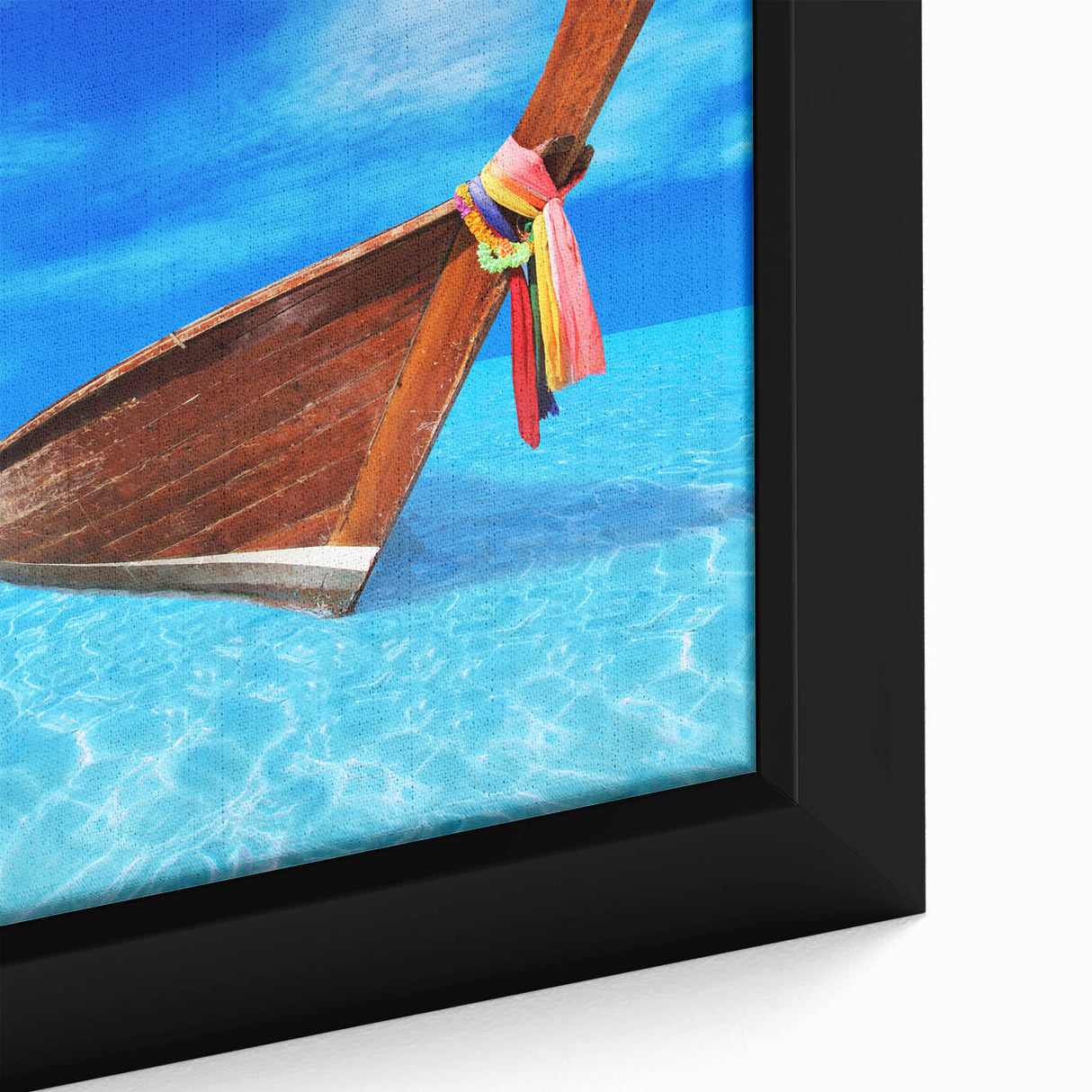 Extra large framed canvas depicting a textured Caribbean scene with vibrant colors on a black background.