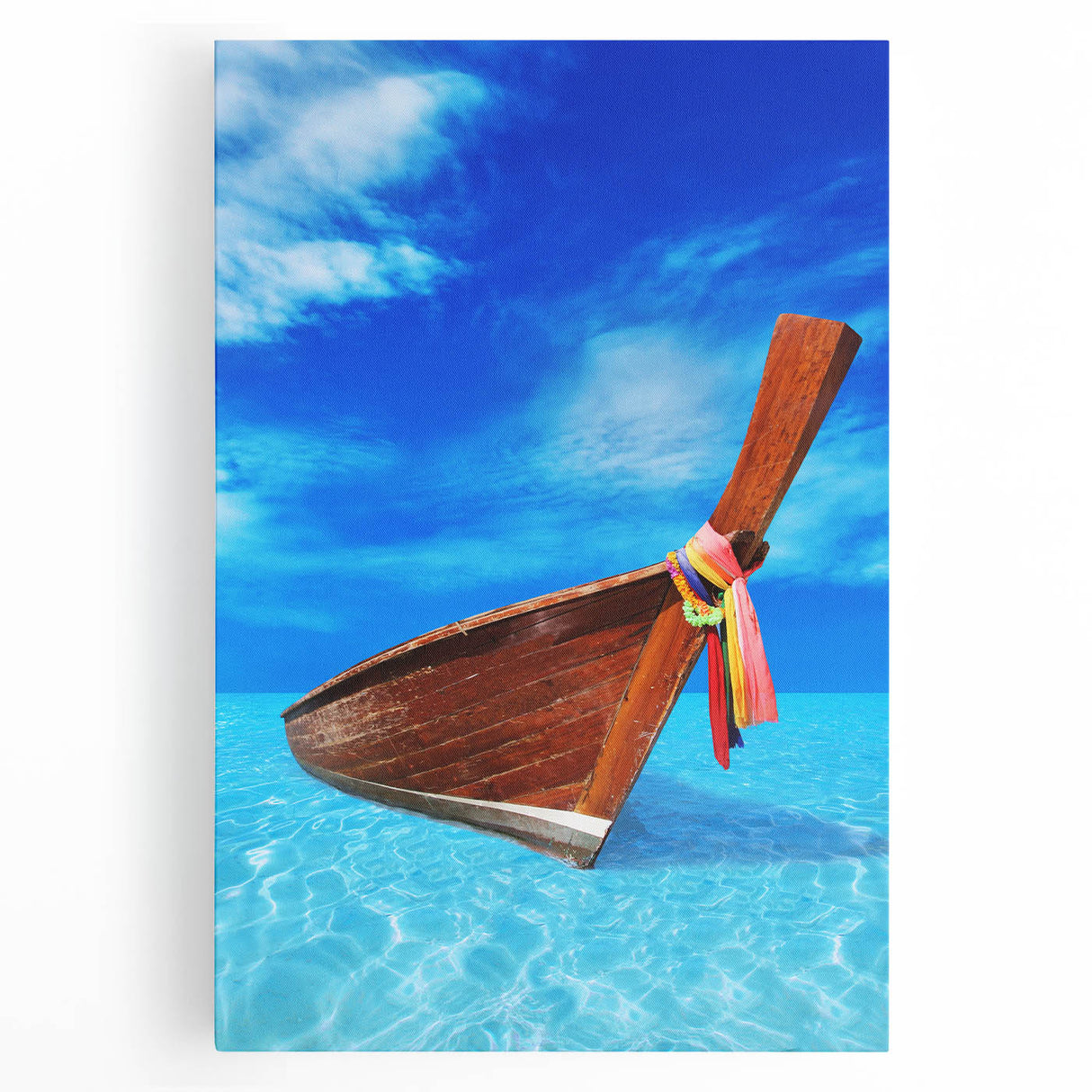 Black and white photograph of Caribbean Barbados scenery on large stretched canvas, ideal for kitchen wall art.