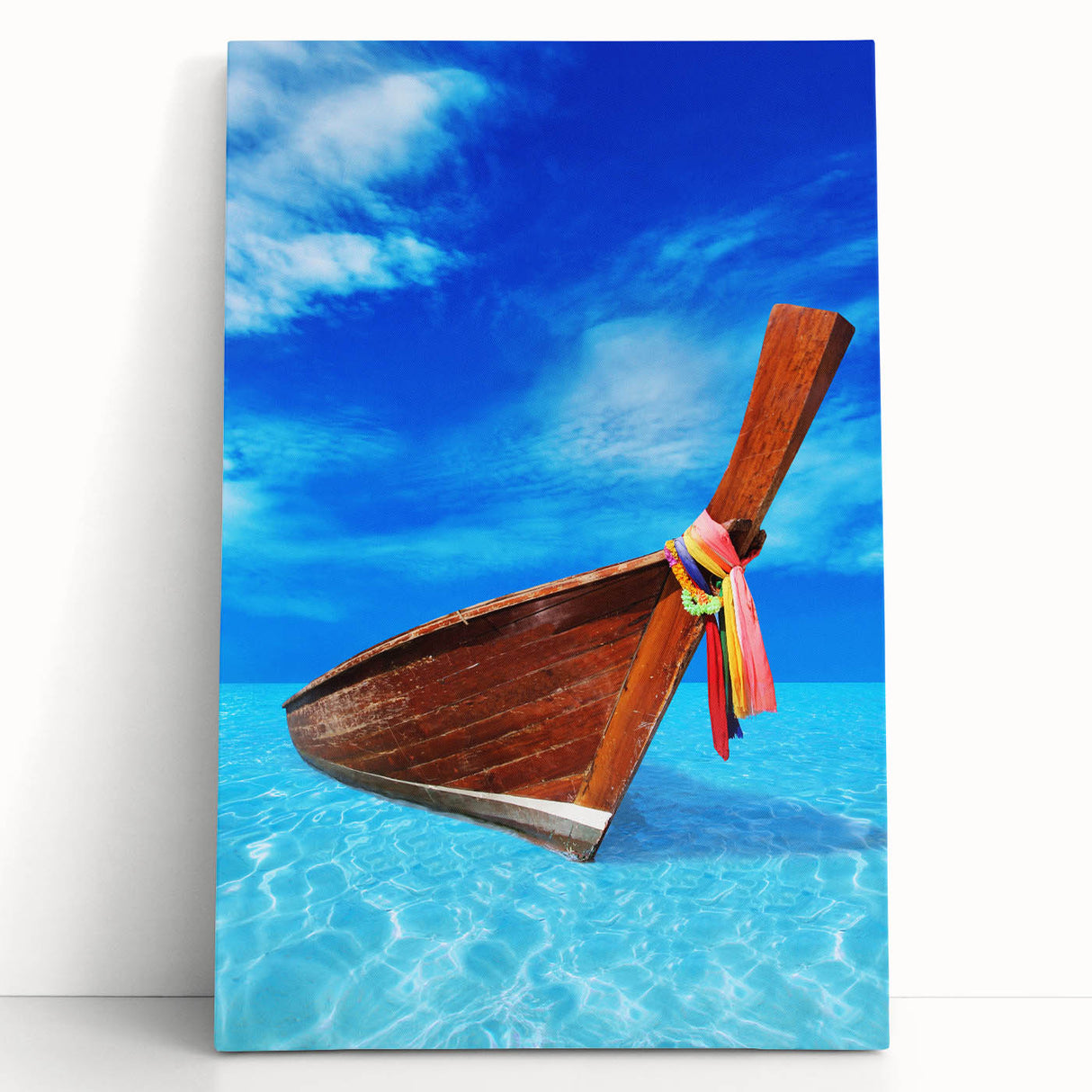 Black and white large art print of Caribbean scenery on stretched canvas, ideal for kitchen wall art.