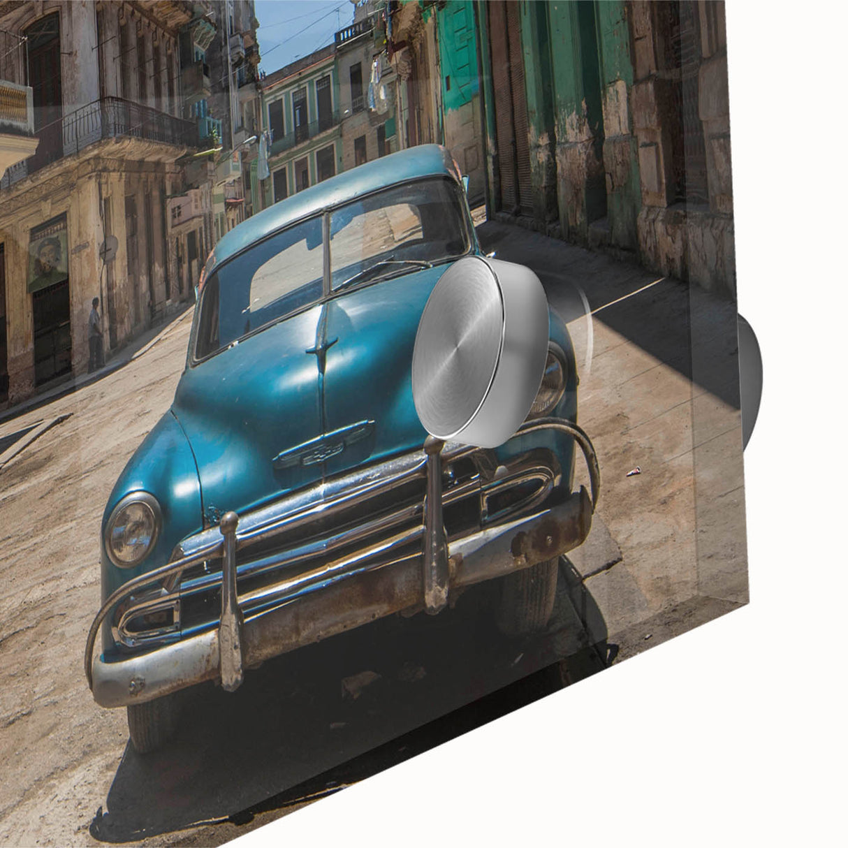 Large abstract wall art depicting vibrant Caribbean scenery on acrylic glass, ideal for dining room decor.