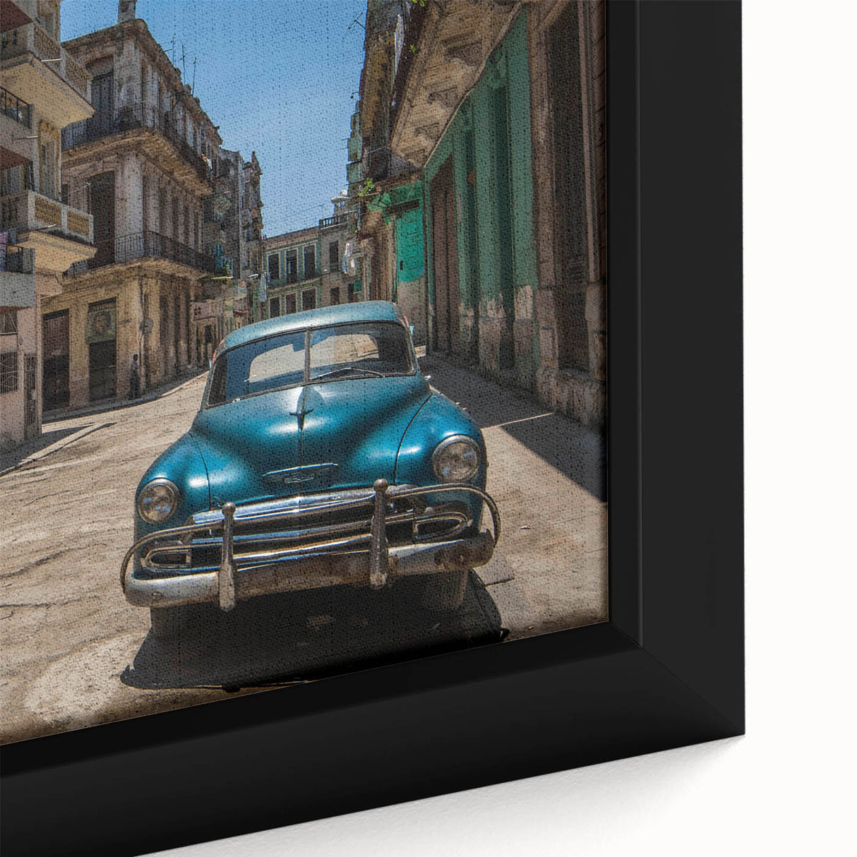 Extra large framed canvas featuring a textured depiction of a Caribbean scene in vibrant colors, ideal for living room decor.