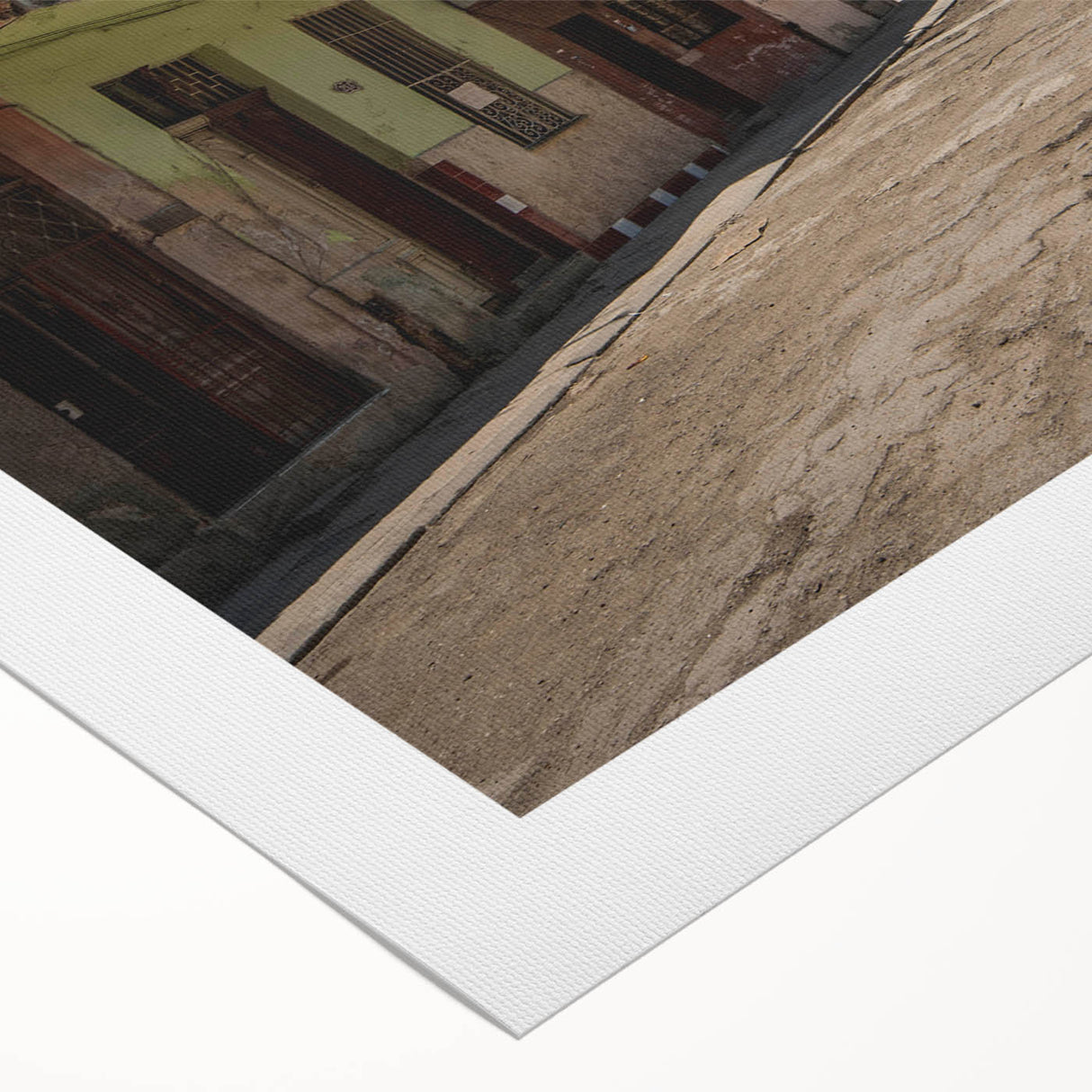 Art deco poster of a Caribbean Cuba scenery, featuring vivid blue and green tones on rolled canvas.