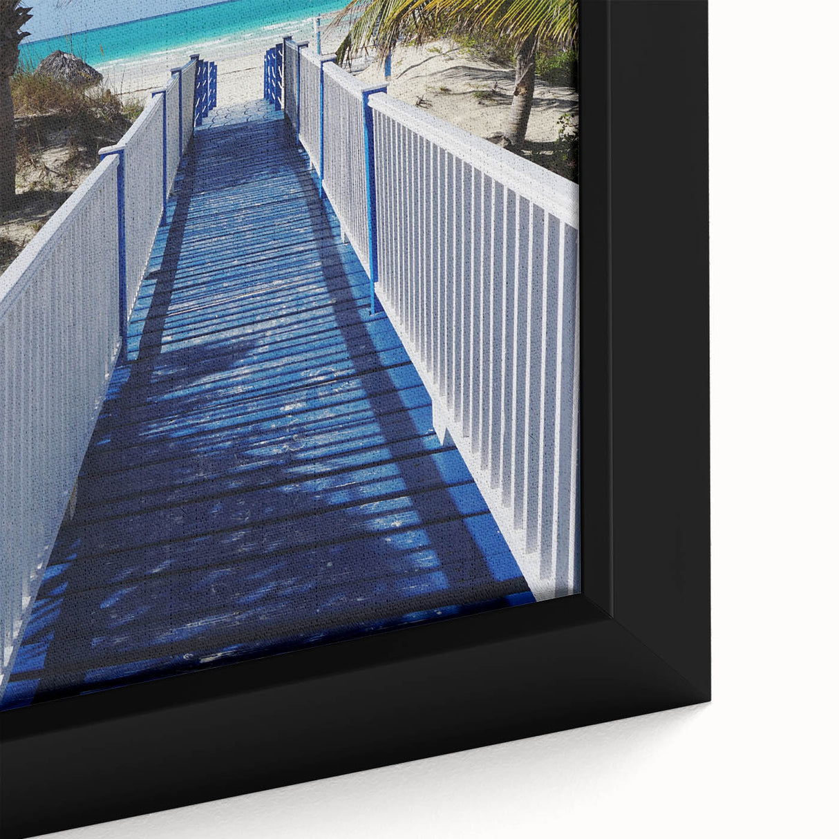 Extra large framed canvas featuring a textured depiction of a Caribbean Martinique scenery in vibrant colors.