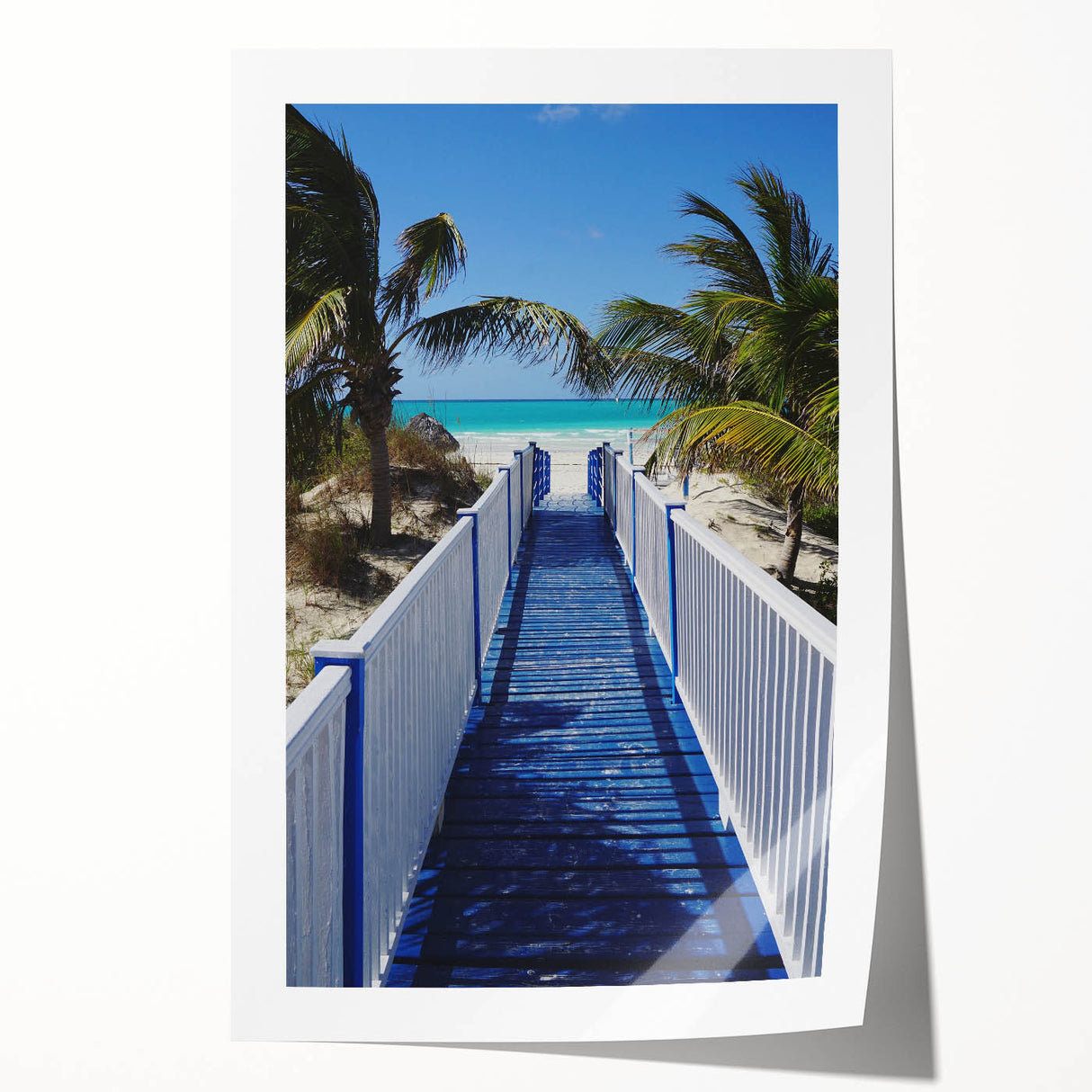 Extra large rolled print of a Caribbean Martinique scenery with vibrant blue and green tones, ideal for dining room wall art.