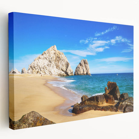 Large canvas print featuring a serene Baja California landscape in soft earth tones, ideal for kitchen wall art.