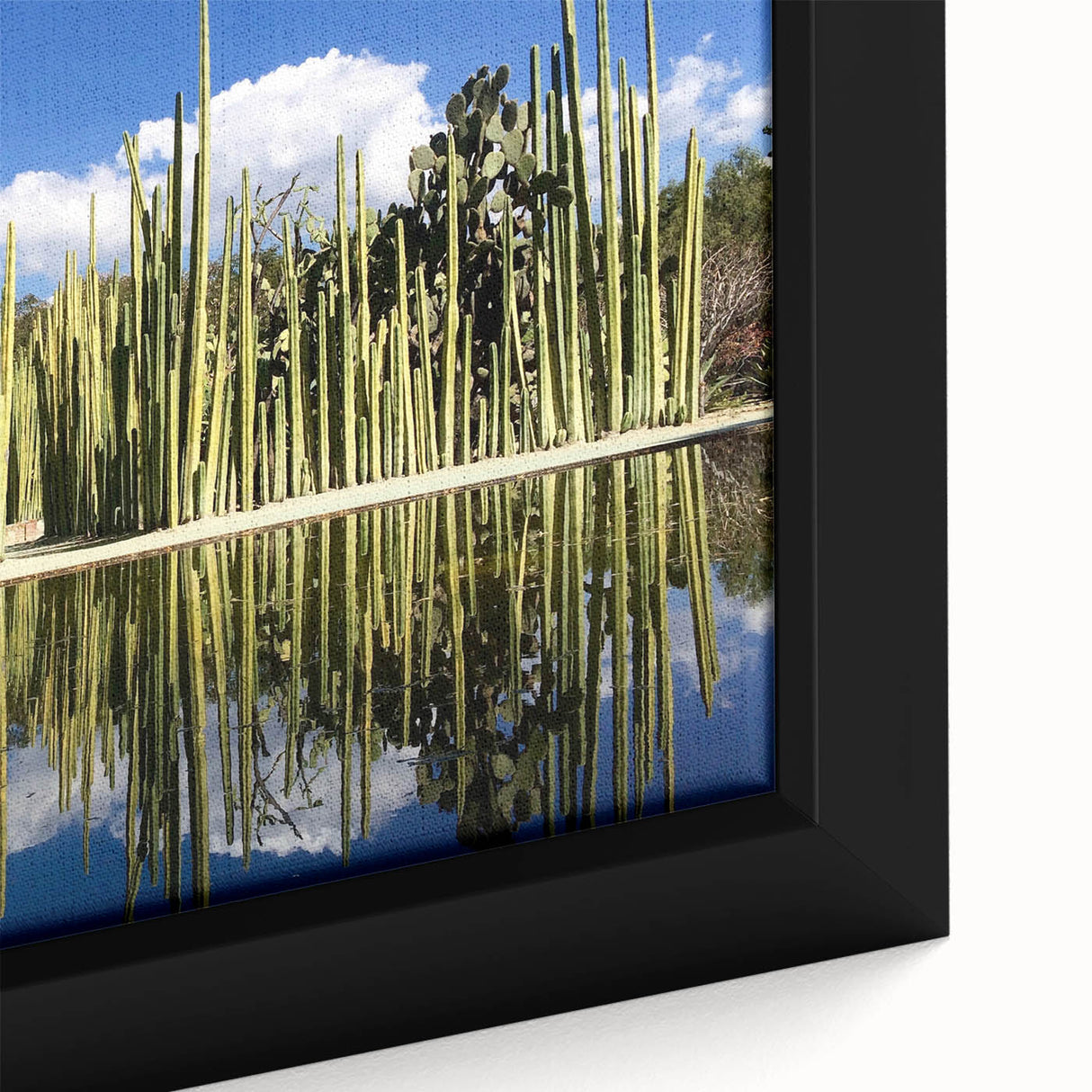 Extra large framed canvas of a textured, colorful Oaxaca scenery in black, ideal for living room decor.