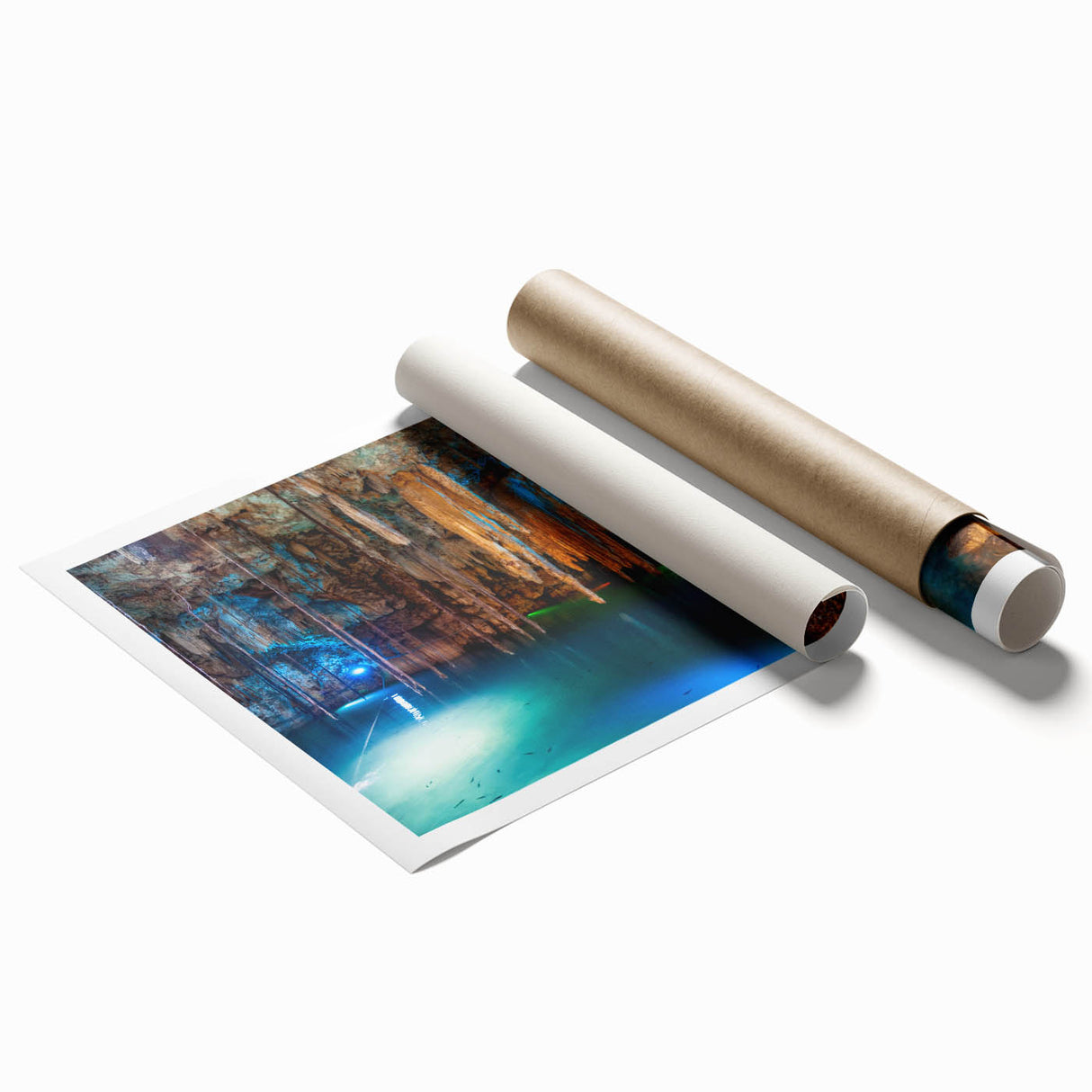 Extra large rolled print of Yucatan scenery with vibrant floral designs, ideal for classy bathroom wall art.