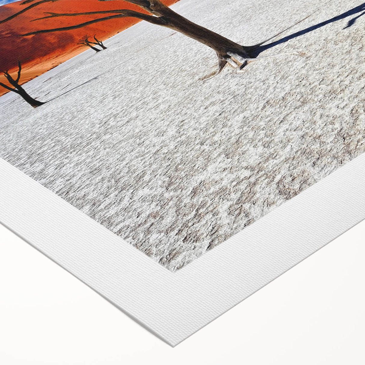 Art deco poster of a Namibian landscape on rolled canvas, featuring muted earth tones, ideal for dining room decor.