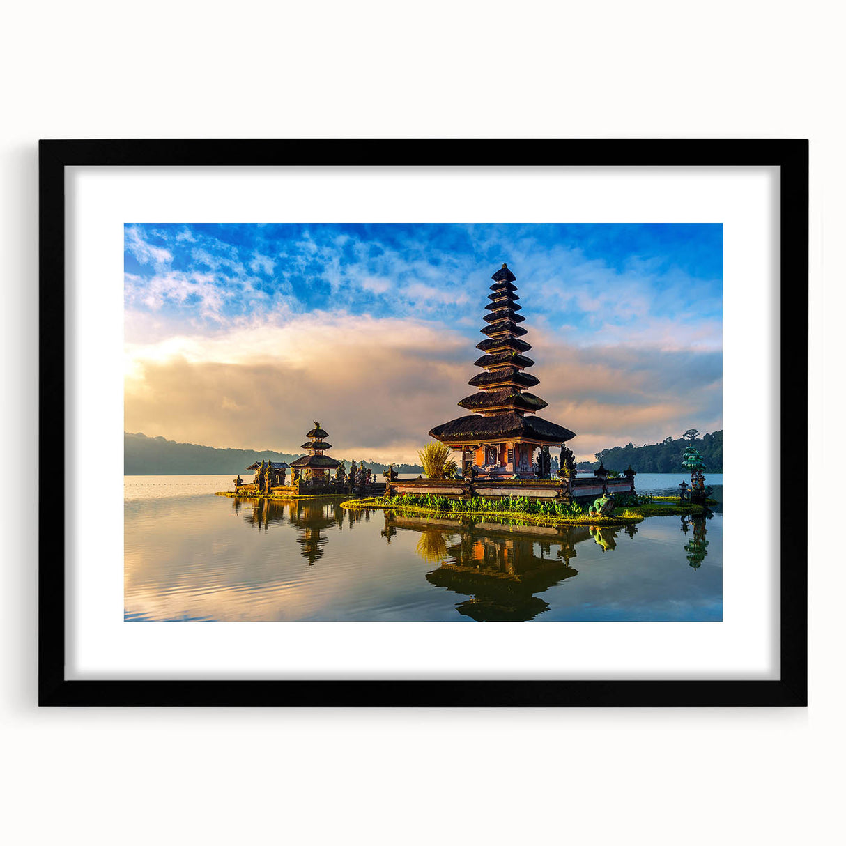 Colorful abstract art print featuring textured brushstrokes in vibrant hues, framed in black, ideal for living room decor.