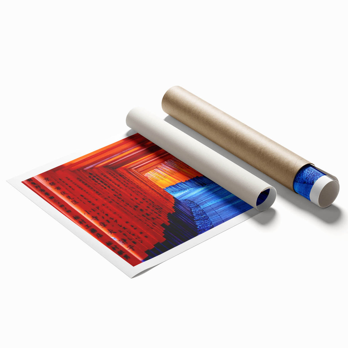 Extra large rolled print of Kyoto scenery with delicate floral elements in soft hues, ideal for classy bathroom wall art.