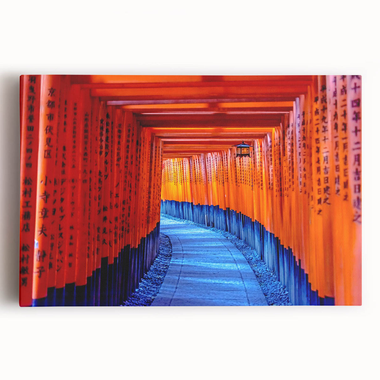 Black and white large art print of Kyoto scenery on stretched canvas, ideal for kitchen wall art.