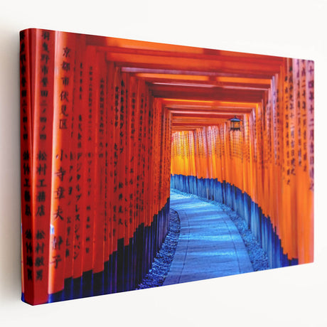 Large canvas print of a serene Kyoto landscape in soft green and brown tones, ideal for kitchen wall art.