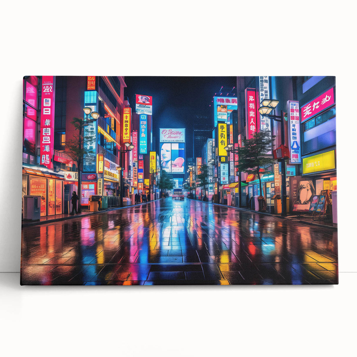 Black and white large art print of Tokyo skyline on stretched canvas, ideal for kitchen wall art or bedroom ambiance.