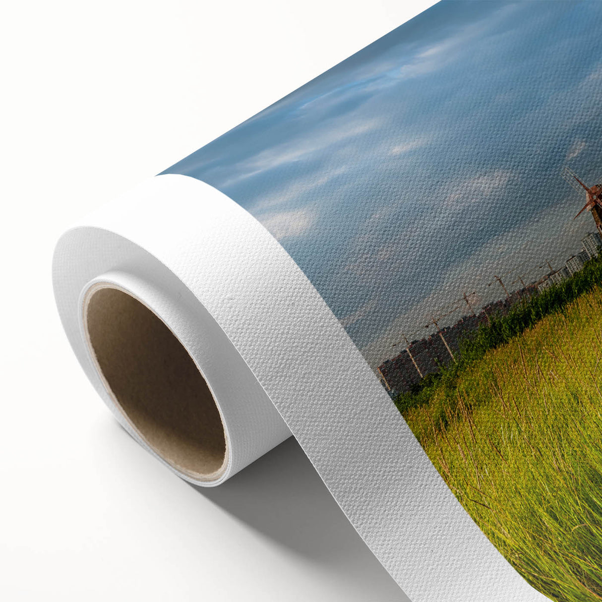 Art deco poster of a serene Korean landscape in soft pastel shades on rolled canvas, ideal for nursery wall art.