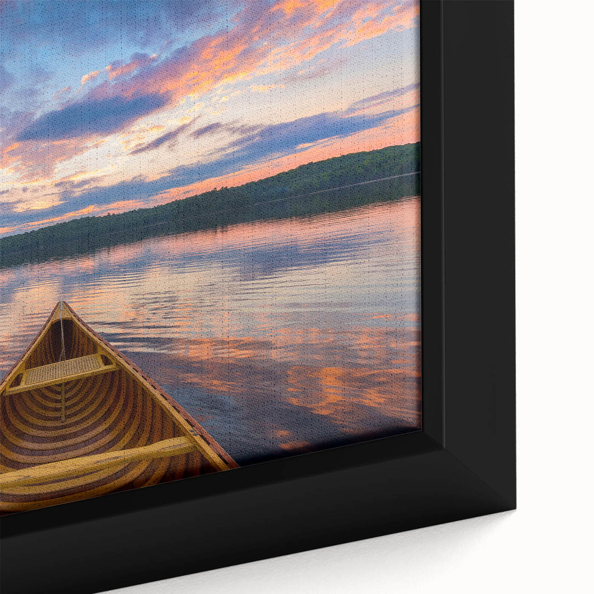 Framed canvas featuring a textured depiction of Ontario's scenery in black with vibrant color accents.