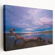 Stretched canvas depicting a serene Saskatchewan landscape in muted earth tones, ideal for kitchen wall art.