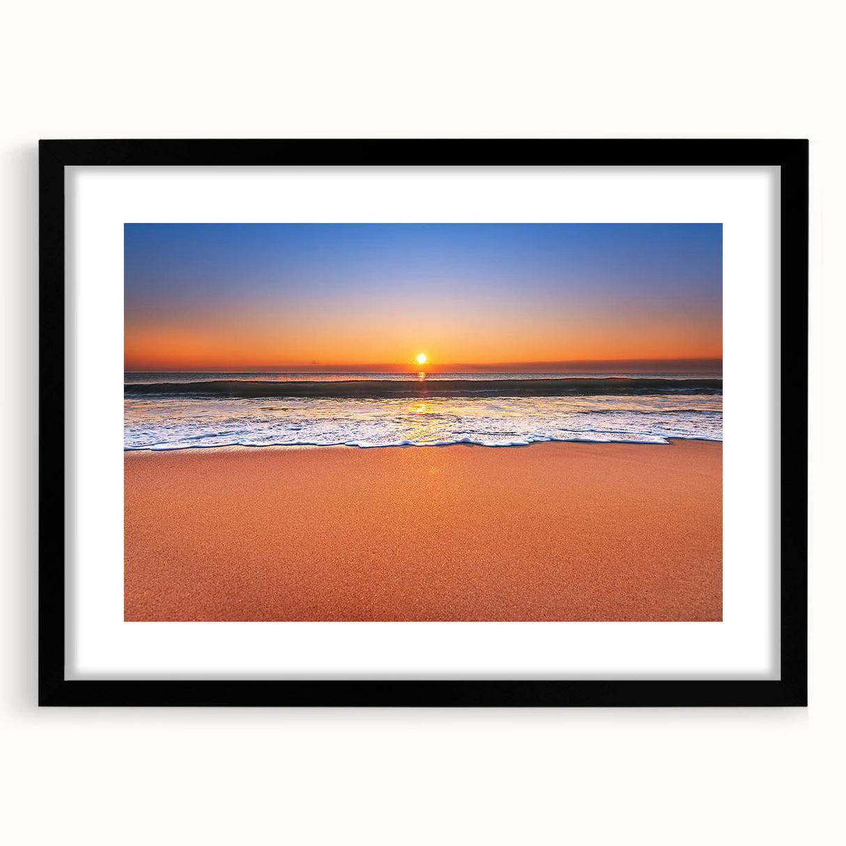 Abstract art print of a Caribbean scenery in vibrant colors on a large textured canvas, ideal for living room decor.