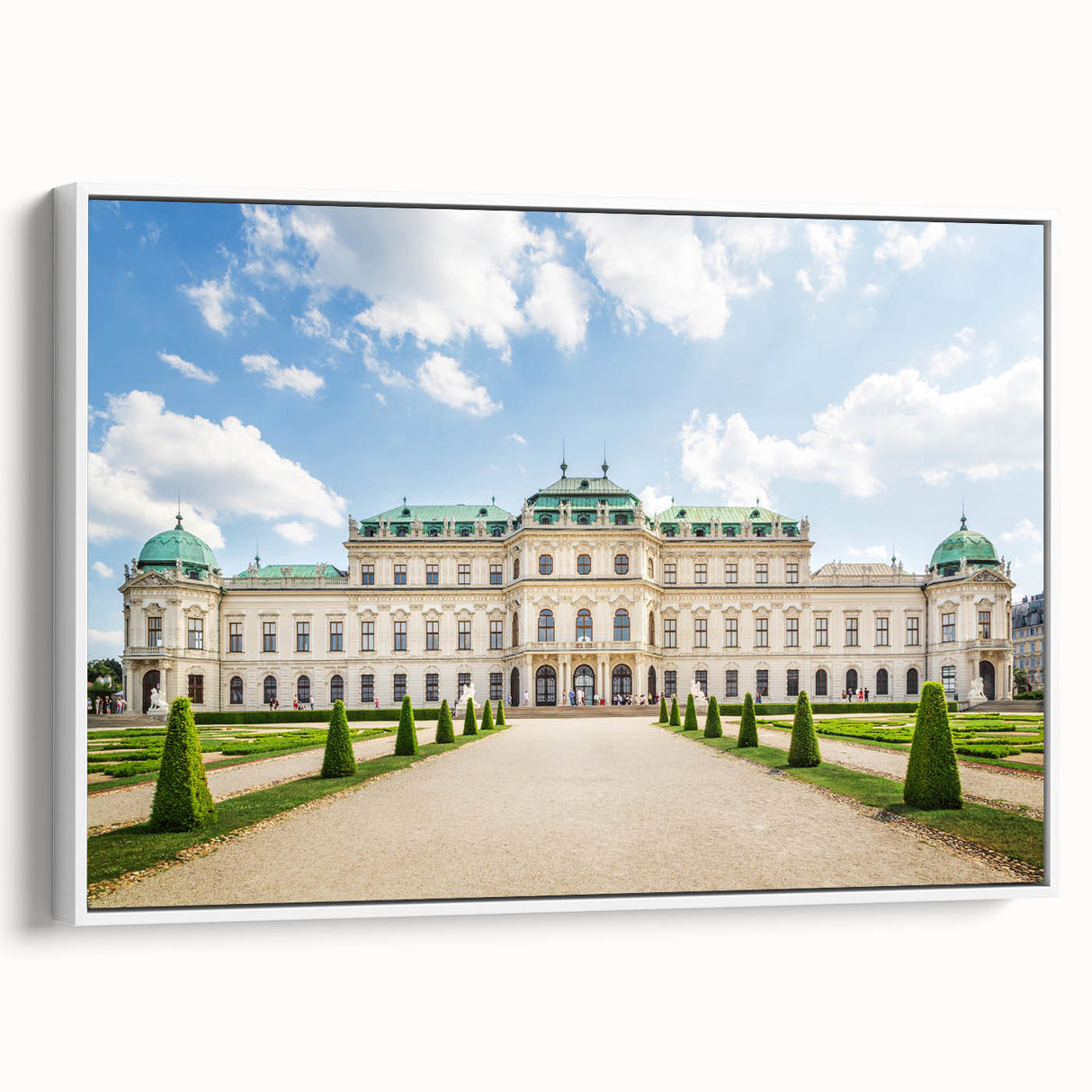 Vintage poster art depicting a scenic Austrian landscape on a framed canvas, with colorful art in a large format.