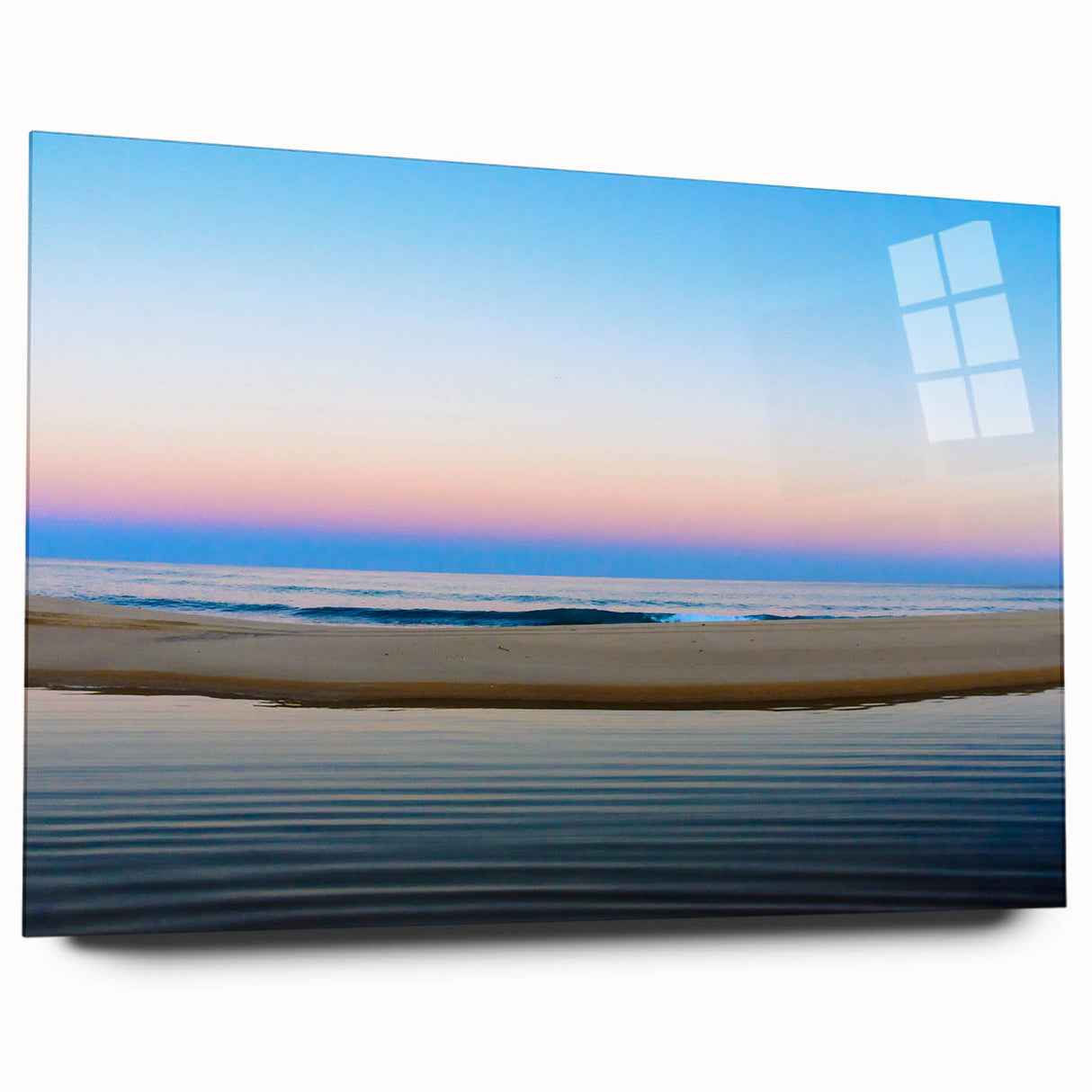 Large abstract wall art depicting the Cabo San Lucas scenery in vibrant blues and greens on acrylic glass.