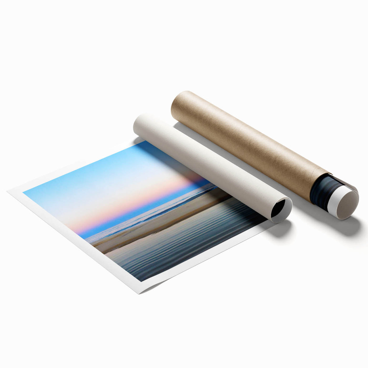 Extra large rolled print of Cabo San Lucas scenery with lush floral elements, ideal for classy bathroom wall art.